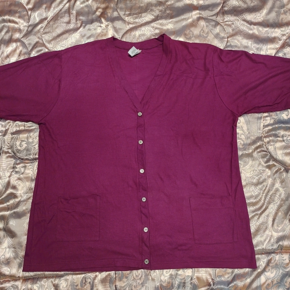 Bobbie Brooks Woman Vintage Deep Rose Lightweight Cardigan 22/24